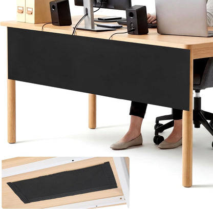 MABOZOO Under Desk Privacy Panel with Cable Management Net, Self Adhesive Desk Skirt with Cord Organizer for Home Office, Standing Desk, Wire Management Under Desk Accessories (Black)
