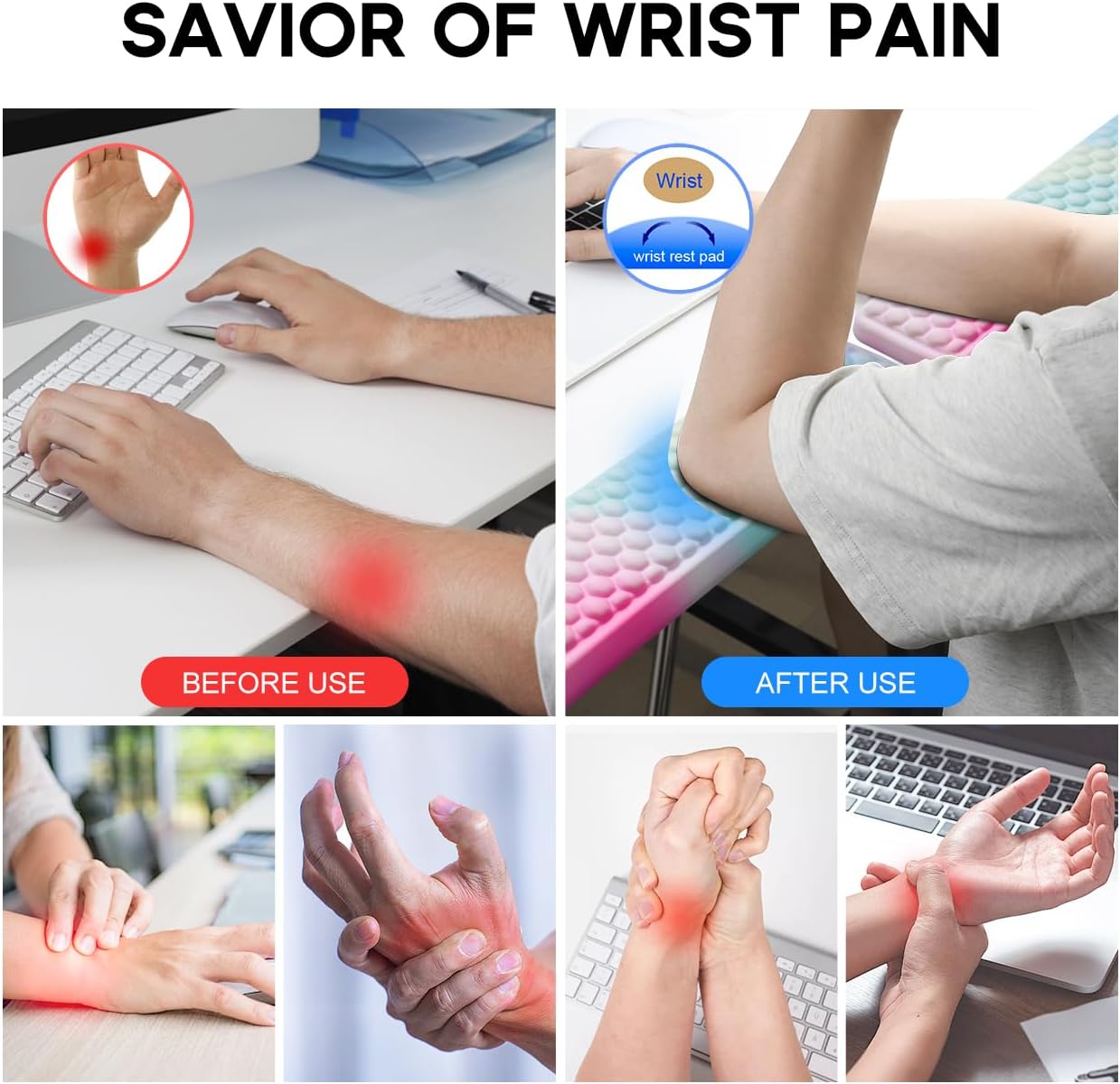 JIKIOU L-Shaped Desk Elbow Pad for Desk, Memory Foam Elbow Support Padding with Non-Slip, 2 Pack Ergonomic Desk Edge Cushion, Wrist Comfort Support for Office Home Black