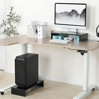 TEAMIX 20 inch White Monitor Stand Riser, Wood Desktop Stand for PC/TV/Laptop/Printer, White Monitor Riser with Storage, Computer Stand with Keyboard Organizer