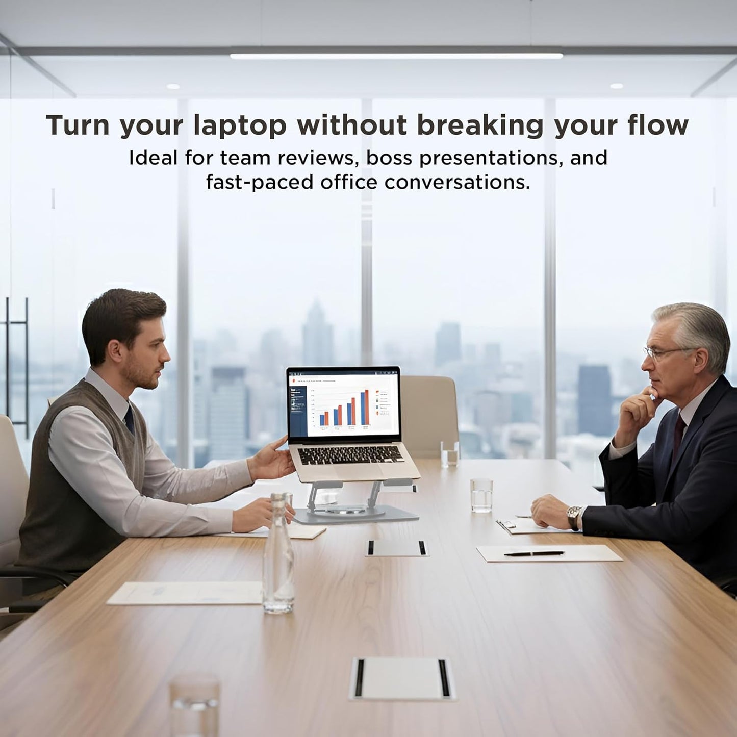 Uncaged Ergonomics Swivel Laptop Stand for Desk, Adjustable Computer iPad Stand for Desk w/ 360 Rotation, Portable Laptop Holder for Home Office Ergonomic Supplies (Black)