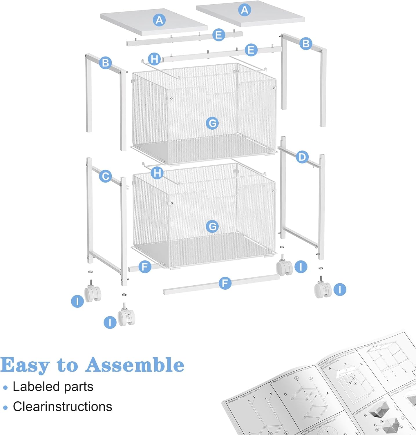 Sbanmao Letter/Legal Rolling File Cart with 2 Storage Drawers, Under Desk Storage, Vertical Filing Cabinet for Home Office, Hanging File Folders Organizer, Mobile Utility Cart Printer Stand, Black