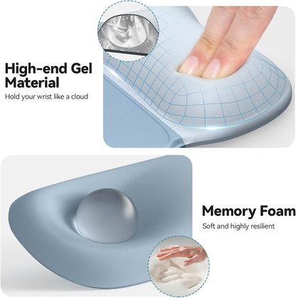 TECKNET Gel Mouse Pad with Wrist Rest, 3 in 1 Keyboard Wrist Rest for Pain Relief, Non-Slip PU Base & Easy Typing, Ergonomic Mousepad Set for Office & Home（Black）