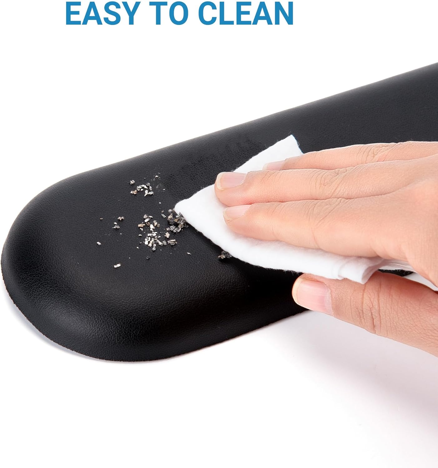 PU Leather Keyboard Wrist Rest, Ergonomic Memory Foam Wrist Support for Pain Relief, Waterproof & Easy to Clean Hand Rest Pad for Office, Gaming & Mechanical Keyboards (Classic Black)