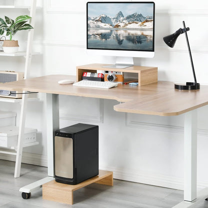 TEAMIX 20 inch White Monitor Stand Riser, Wood Desktop Stand for PC/TV/Laptop/Printer, White Monitor Riser with Storage, Computer Stand with Keyboard Organizer