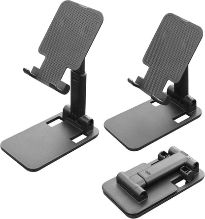 3 Pcs Cell Phone Stand,Fully Foldable and Angle Height Adjustable with Silicon Pad Cell Phone Holder for Desk, Office, Tablet Stand Compatible with All 4-10 Inches Smartphone and Tablet(Black)