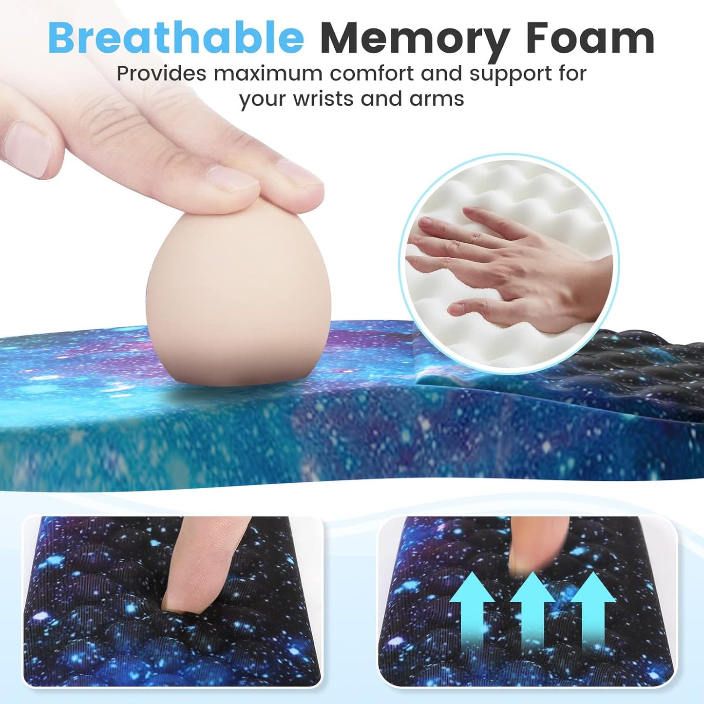 HAOCOO Keyboard Wrist Rest, Ergonomic Mouse Pad with Wrist Rest, 3 in 1 Keyboard and Mouse pad with Coaster Set, Memory Foam Wrist Support, Non-Slip PU Base for Home Office, Rose Gold Pink