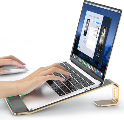 LOXP Laptop Stand for Desk, Metal Laptop Stand with Wrist Support, Ergonomic Detachable Laptop Riser, Aluminum Lectern, Computer Stand for MacBook Air Pro, HP, Dell, XPS, HP (10-17") Laptops - Black