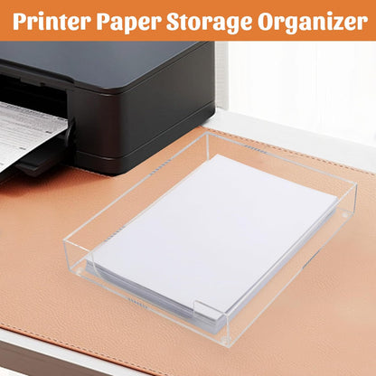 Letter-Size Tray Desk Letter Tray Paper Tray, Sturdy Heavy-Duty Plastic Printer Paper Tray, Single-Tier Stackable File Storage Organizer for Office Home (Clear)