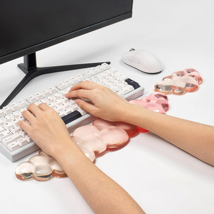 Gel Keyboard and Mouse Wrist Rest Set – Clear Cloud Wrist Rest for Computer Keyboard 60%/68%/75%, Comfort & Support for Typing and Gaming(Purple Green)