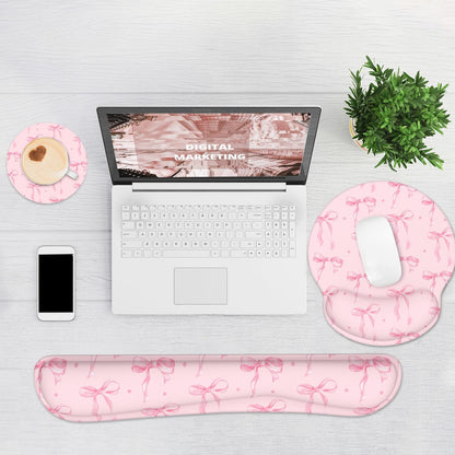 Ergonomic Mouse Pad with Wrist Rest and Keyboard Wrist Rest, Memory Foam Wrist Rest for Computer Keyboard, Easy Typing, Pain Relief, Mouse Pad Wrist Support for Gaming,Office, Laptop, Black Flower