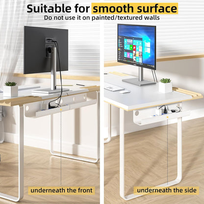 Yecaye 2 Pack Cable Management Under Desk, 31.5 in Under Desk Cable Management Tray,Cord Hider,Cord Organizer, No Screw Wire Management for Office and Home, Black