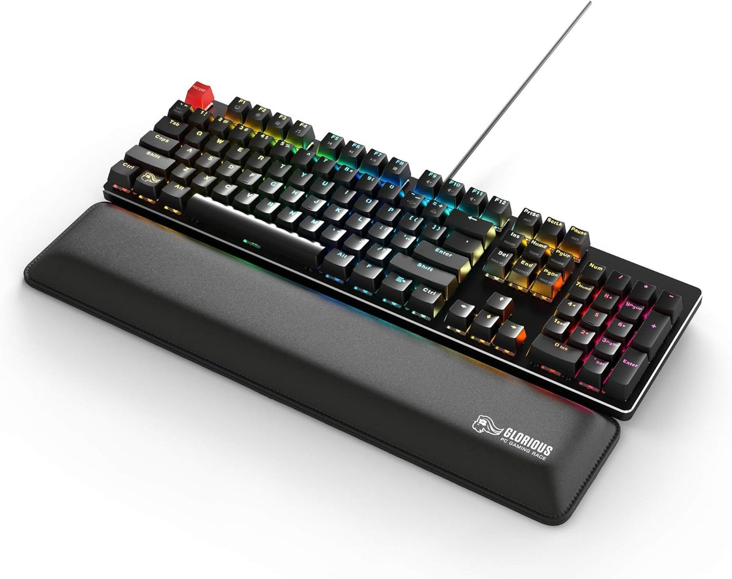Glorious Wrist Pad/Rest - Compact - Black - Mechanical Keyboards, Stitched Edges, Ergonomic | 12x4 inches | 25mm/1in Thick (GWR-75) Compact (Black)