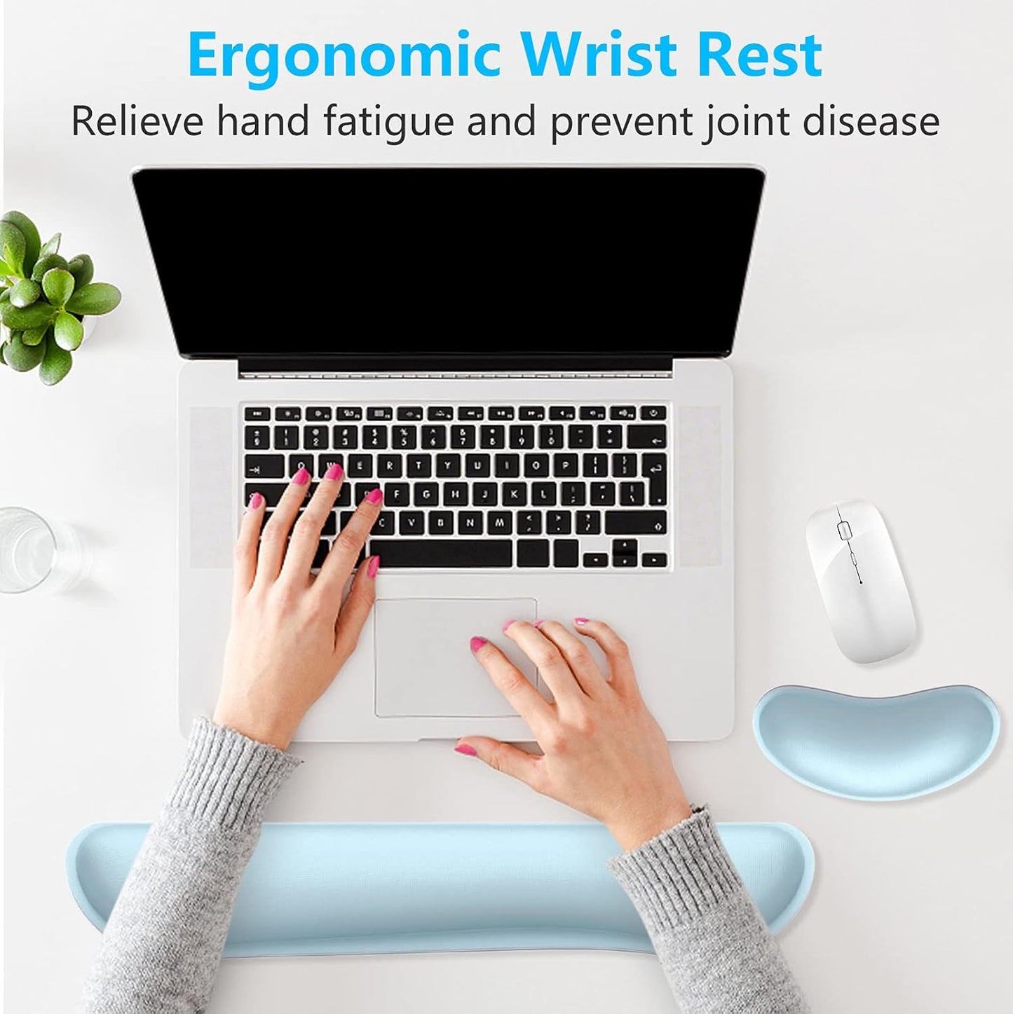 Dapesuom Enlarge Keyboard Wrist Rest, Cute Memory Foam Keyboard Wrist Cushion for Computer Desk Mats Support, Typing Pain Relief Ergonomic Mouse Pad Rests with Non-Slip Base for Gaming, Laptop, Purple