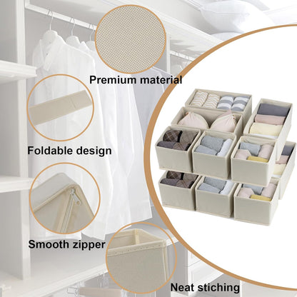 Fordonral 12 Pack Drawer Organizer Clothes, Foldable Fabric Dresser Organizer Closet Organizers and Storage Box for Underwear,Folded Clothes,Baby Clothing,Socks,Bra,Towels,Ties(12 Pack,Gray)