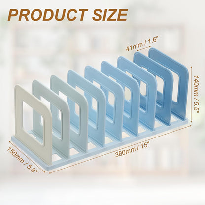 PATIKIL Vertical File Organizer, 8 Slots Desk File Organizer Vertical Upright Holder Plastic Adjustable Shelf Dividers for Desktop Sorter Office Magazine Rack Stand Bookshelf, Green