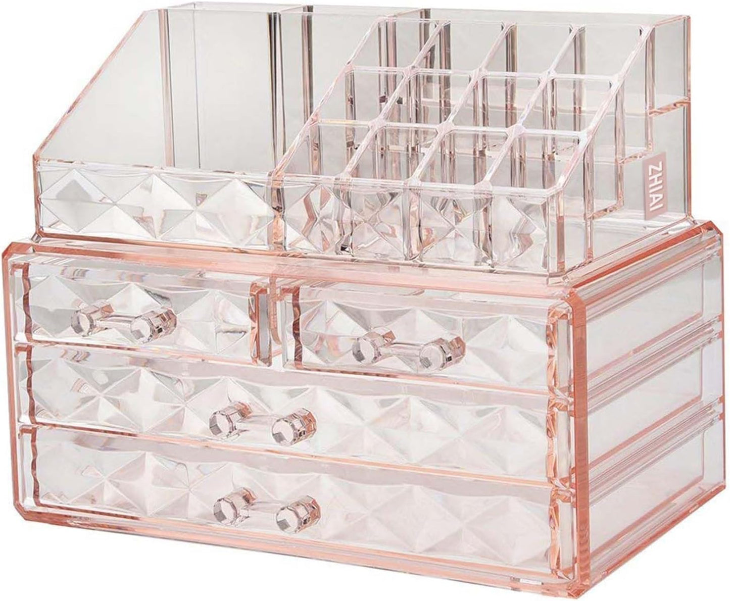 ZHIAI Stackable cosmetic organizer with drawers, easy to organize cosmetic products accessories Suitable for vanity, toilet, bathroom and bedroom organization and storage