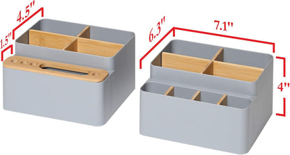 Seville Classics Bamboo Premium Organizer Storage Bins for Kitchen Silverware, Pantry, Closet, Office Desk, Pens, Utensils, Makeup, K Cup, Bamboo, Bag Holder Bin Set (4 Piece)
