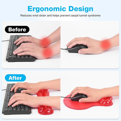 Gel Mouse pad & Keyboard Wrist Rest Set, Ergonomic Keyboard and Mousepad with Wrist Support, Keyboards Wrist Rest, Computer Keyboards Pad, Cooling Gel Blue