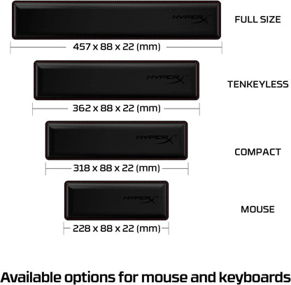 HyperX Wrist Rest - Full Sized - Cooling Gel - Memory Foam - Anti-Slip - Ergonomic - Keyboard Accessory, Black