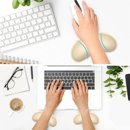 Dapesuom Keyboard Wrist Rest Set, Cute PU Leather Wrist Cushion for Computer Keyboard and Mousepad, Memory Foam Mouse Pad Rests Support with Non-Slip Base for Typing Pain Relief Laptop, Colonial White