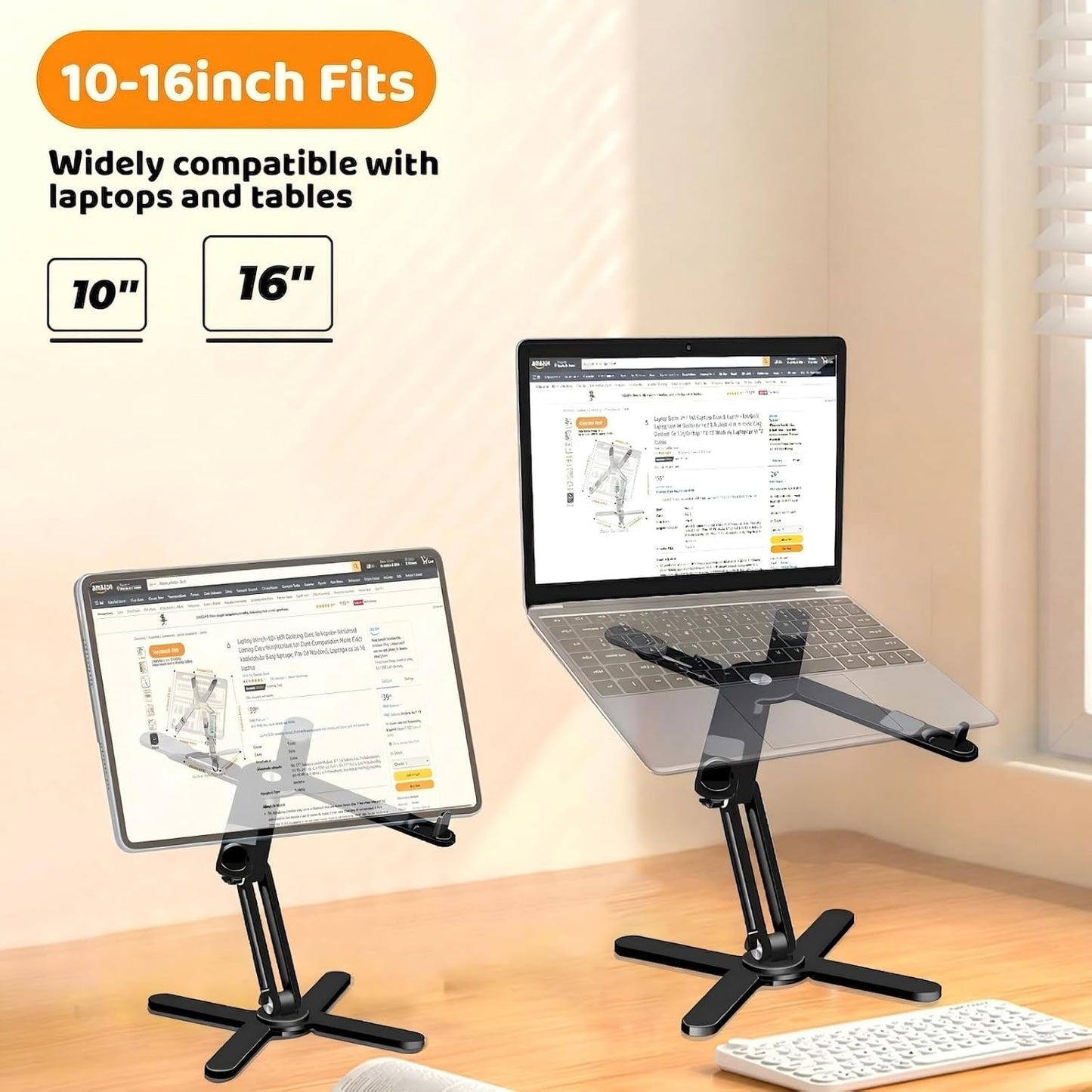 Moallia Laptop Stand with 360 Rotating Base, Computer Notebook Laptop Riser Metal Holder for Desk Collaborative Work, Fully Foldable for Easy Storage, Fits All MacBook, Laptops up to 16 inches