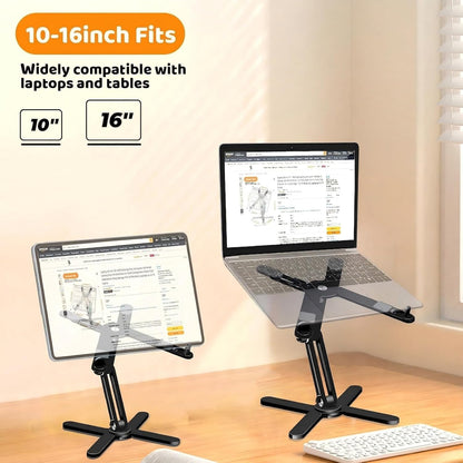 Moallia Laptop Stand with 360 Rotating Base, Computer Notebook Laptop Riser Metal Holder for Desk Collaborative Work, Fully Foldable for Easy Storage, Fits All MacBook, Laptops up to 16 inches