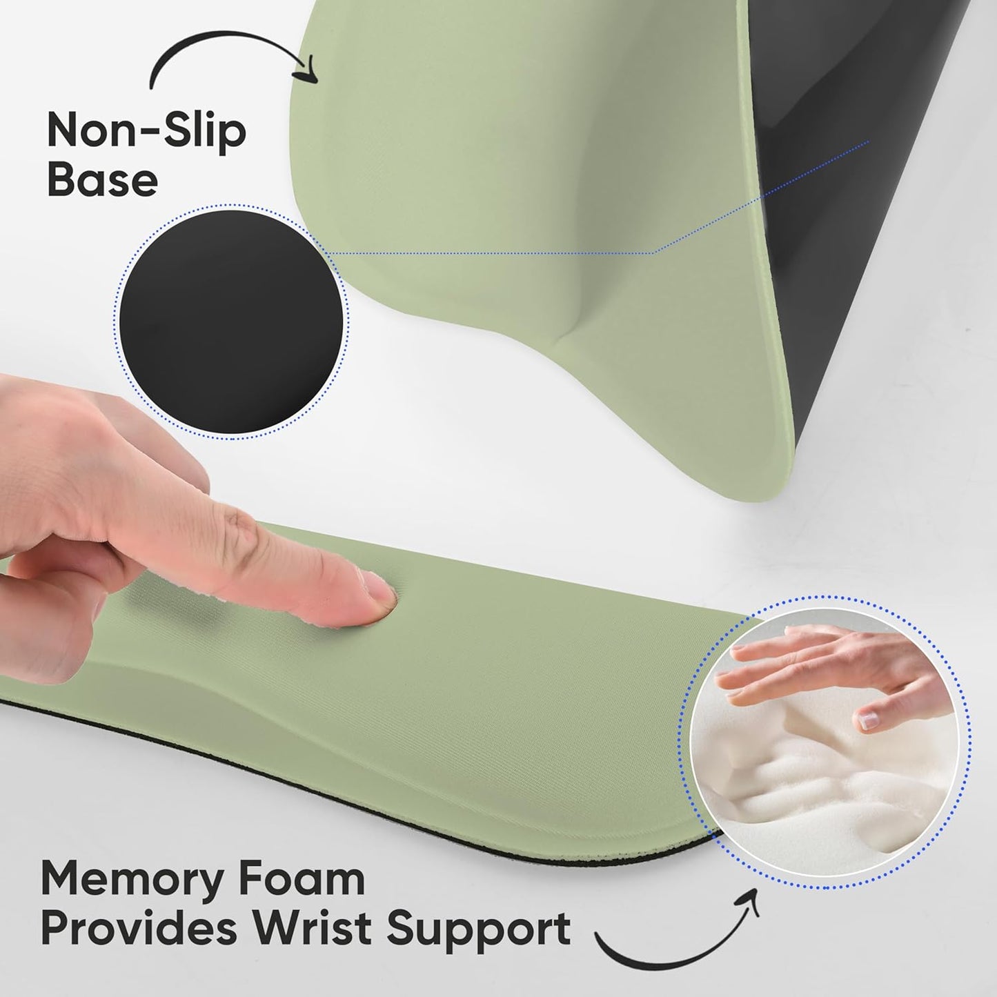 RICHEN Wrist Rest Support for Mouse Pad&Keyboard Set with Coaster,Concave Curved Memory Foam, Non-Slip Base Pain Relief Comfortable Easy Typing Pad for Home/Office (Lavender Purple)