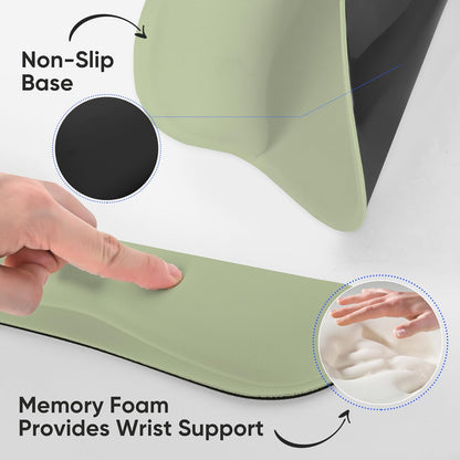 RICHEN Wrist Rest Support for Mouse Pad&Keyboard Set with Coaster,Concave Curved Memory Foam, Non-Slip Base Pain Relief Comfortable Easy Typing Pad for Home/Office (Lavender Purple)