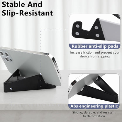 Portable Mobile Phone Stand for Desk, Foldable Pocket Travel Holder, Universal V Smartphone Kickstand Mount Compatible with iPhone, iPads, Kindle, Android, Pack of 4