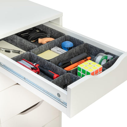 Rajas Goods Drawer Organizer Compatible with Ikea Alex Drawer Unit, 10-Piece Modular Felt Tray Organizer Set, Perfect Fit (Light)