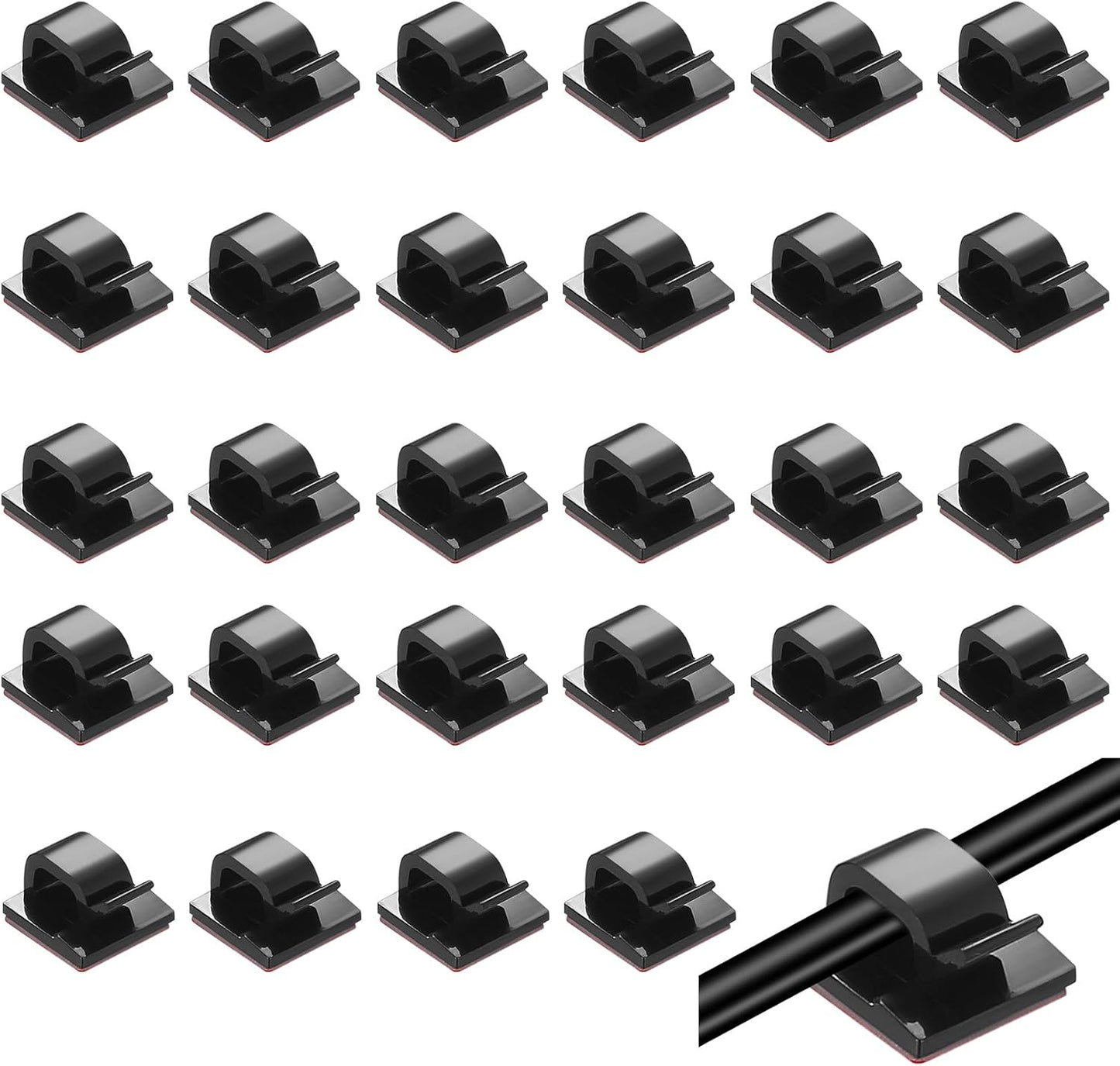 105 Pcs Self Adhesive Cable Clips Cables Ties, Black Wall Wire Cable Management Clips, Adhesive Cord Holder Clip for Wall Under Desk Ethernet TV Cables Clamp
