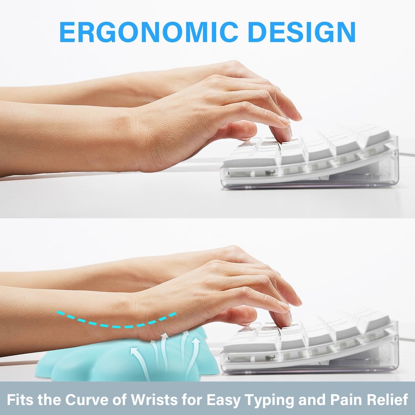Cloud Wrist Rest for Computer Keyboard Arm Wrist Rest with Non-Slip Base Extended Wrist Rest Ergonomic Memory Foam for Keyboard and Mouse Typing Pain Relief, Office, Gaming, Computer