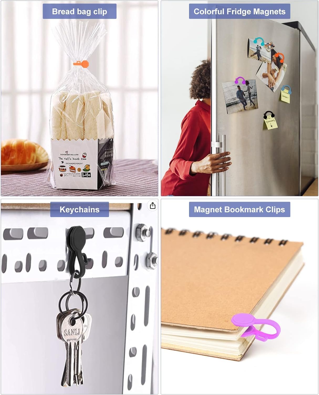 8PCS Silicone Magnetic Cable Ties & Clips, Cord Organizer [1S] Management Reusable Magnet Cable Organizer, Phone Cord Holder for Organizing, Bookmark Whiteboard Fridge Magnets etc