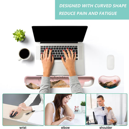 Keyboard Wrist Rest Mouse Wrist Support Set, Memory Foam Wrist Rest Pad for Computer Laptop Keyboard Mouse, Ergonomic Wrist Cushion Support for Typing Pain Relief, Gaming Home Office, Purple