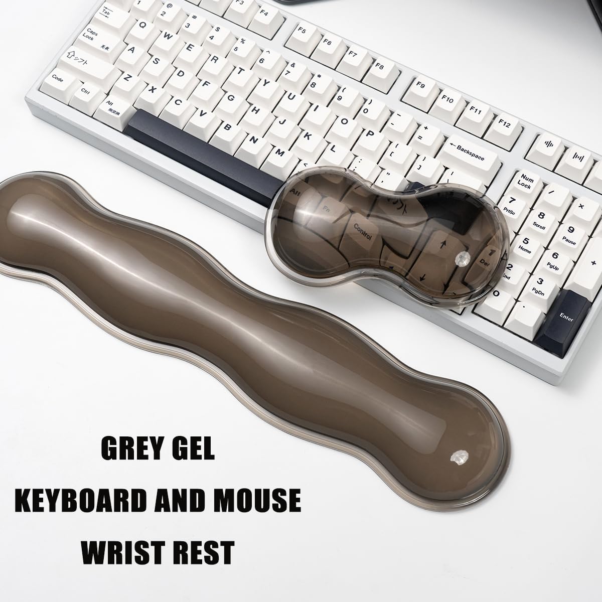 Clear Gel Wrist Rest for Keyboard and Mouse, Green Silicone Mouse Wrist Rest Set, Cute Ergonomic Wrist Rest for Keyboard 60%/75%(Green)