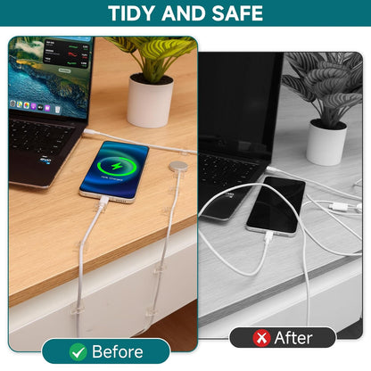63pcs Black Cable Management,Adhesive Cable Clips,Cord Organizer ID 032" X0.2",Cord Clips for Wires on Wall,Under Desk,Nightstand,PC,TV,Outdoor Lights Strip,Plant Clips for Climbing Plants