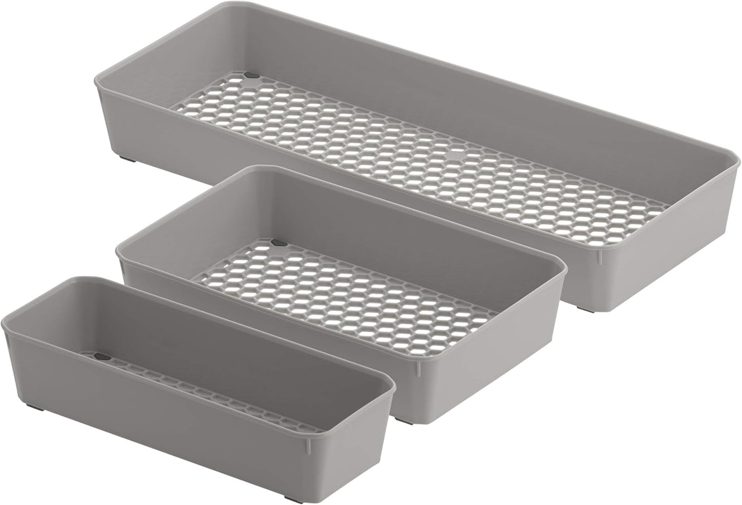 Spectrum Hexa 6 x 12 Drawer Organizer for Kitchen Utensils with Innovative Honeycomb Base Design, Silverware Tray for Cutlery and Flatware Storage, Bathroom Vanity or Desk Solution, Clear Frost