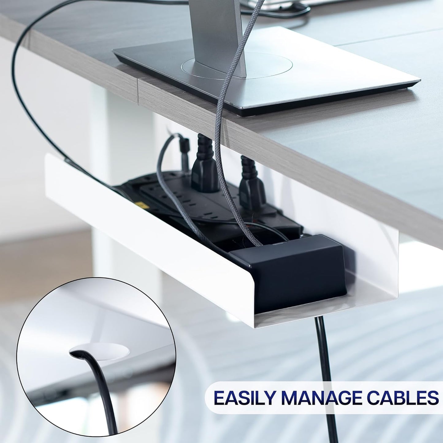 VIVO Under Desk 17 inch Cable Management Tray, Cord Organizer, Home Office Desk Accessories, White, DESK-AC06-1CW