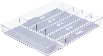 Glad Drawer Organizer Bin, 15x9 - Divided Clear Plastic Storage Tray for Junk Drawers, Kitchen Utensils, Bathroom Vanity, and Organizing Pantry - BPA Free, Food Safe, Non Slip