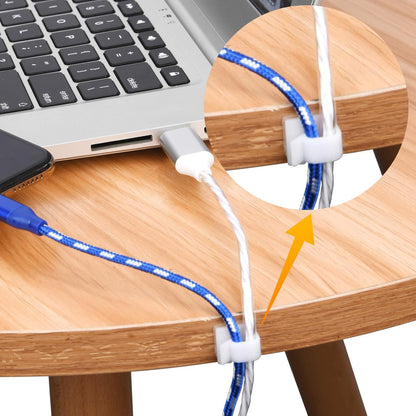 SOULWIT 50 Pcs Self Adhesive Cable Management Clips, Cable Organizers Sticky Wire Clips Cord Holder for TV PC Laptop Ethernet Cable Desktop Home Office (Black)