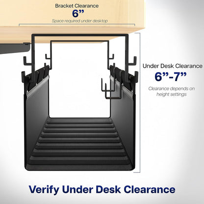 VIVO Screw-on Under Desk 47 inch Fabric Cable Management Tray, Wire Concealer, Power Strip Storage, Workspace Organization, Easy Fold Down Access, Black, DESK-AC47F-S