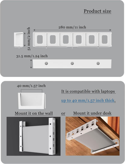 Under Desk Mount Holder or Wall Mount, Fit for Laptop, Keyboard, Routers, Modems, Cable Box, Network Switch and Devices Up to 40mm/1.57in Thick (Black)