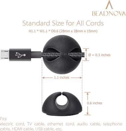 BEADNOVA Cable Clips Cord Organizer Cable Management Wire Cord Holder 24 Pcs Adhesive Wire Holder for Car Charging Accessory PC Office (Black,1 Slots, 2 Slots, 3 Slots,5 Slots)