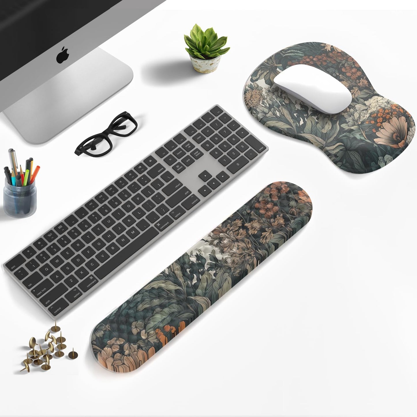 Ghost Book Mousepad with Wrist Rest Halloween Computer Keyboard Mouse Pad Black Cute, Mouse Pad with Wrist Rest for Computer Keyboard, 2 In1 Mousepad with Wrist Support Easy Typing&Relieve Wrist Pai