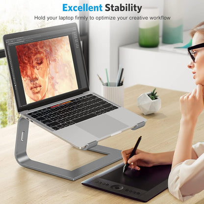 OMOTON Laptop Stand, Detachable Laptop Mount, Aluminum Laptop Holder Stand for Desk, Compatible with MacBook Air/Pro, Dell, HP All Laptops (11-16 inch), Silver