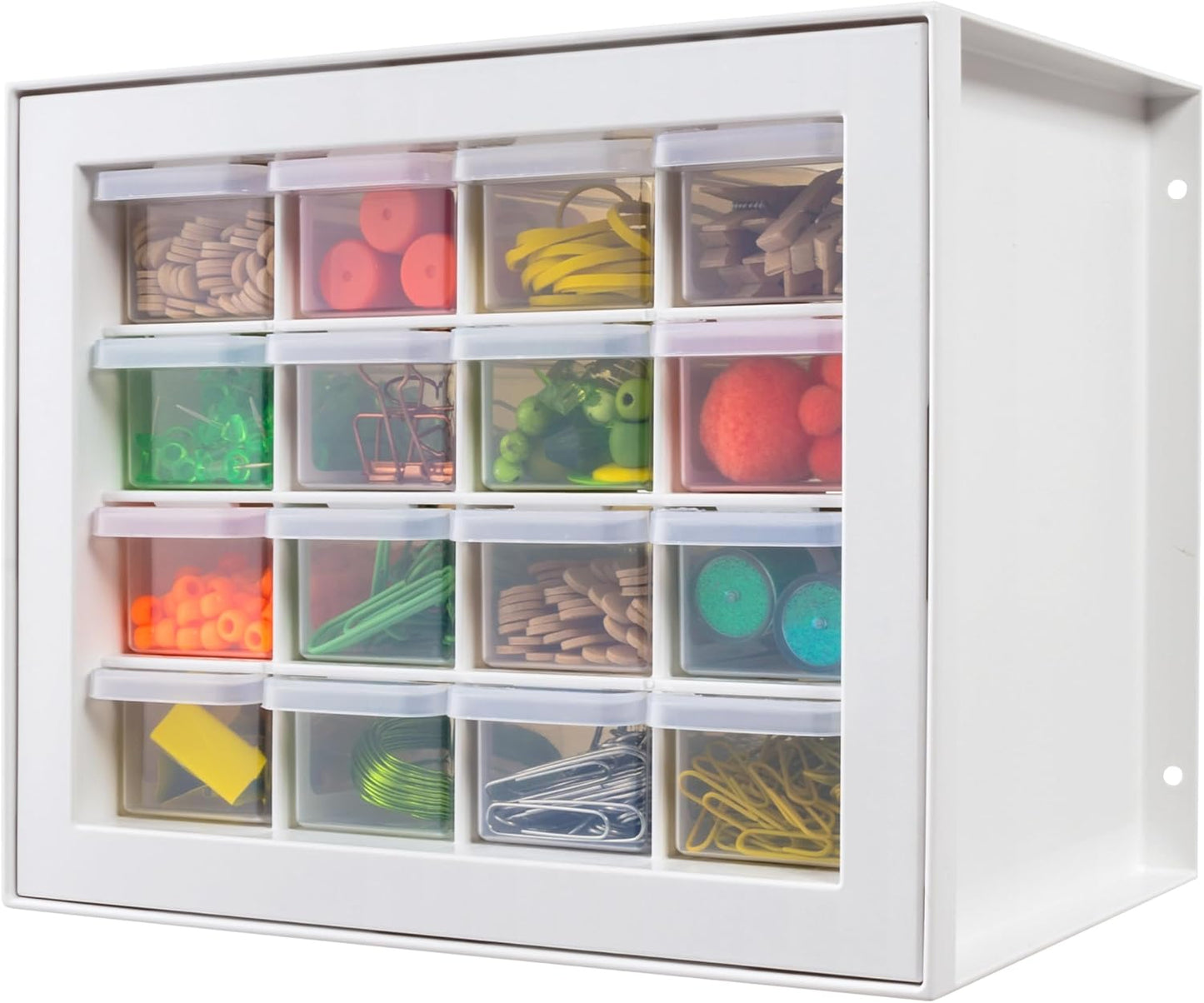 IRIS USA Small Parts Storage Cabinet, Made in USA, 64-Drawer Organizer Chest for Hardware, Screws, Nuts & Bolts, Charms, Beads, Craft Supplies, Scrapbook & Hobby Storage, Teacher Toolbox – White