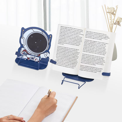 Honagu Book Stand Book Holder Metal Desk Book Stand for Reading Hands Free, Adjustable Textbooks Cookbook Documents Holder, Christmas Birthday Gifts for Girls and Boys (Rocket)