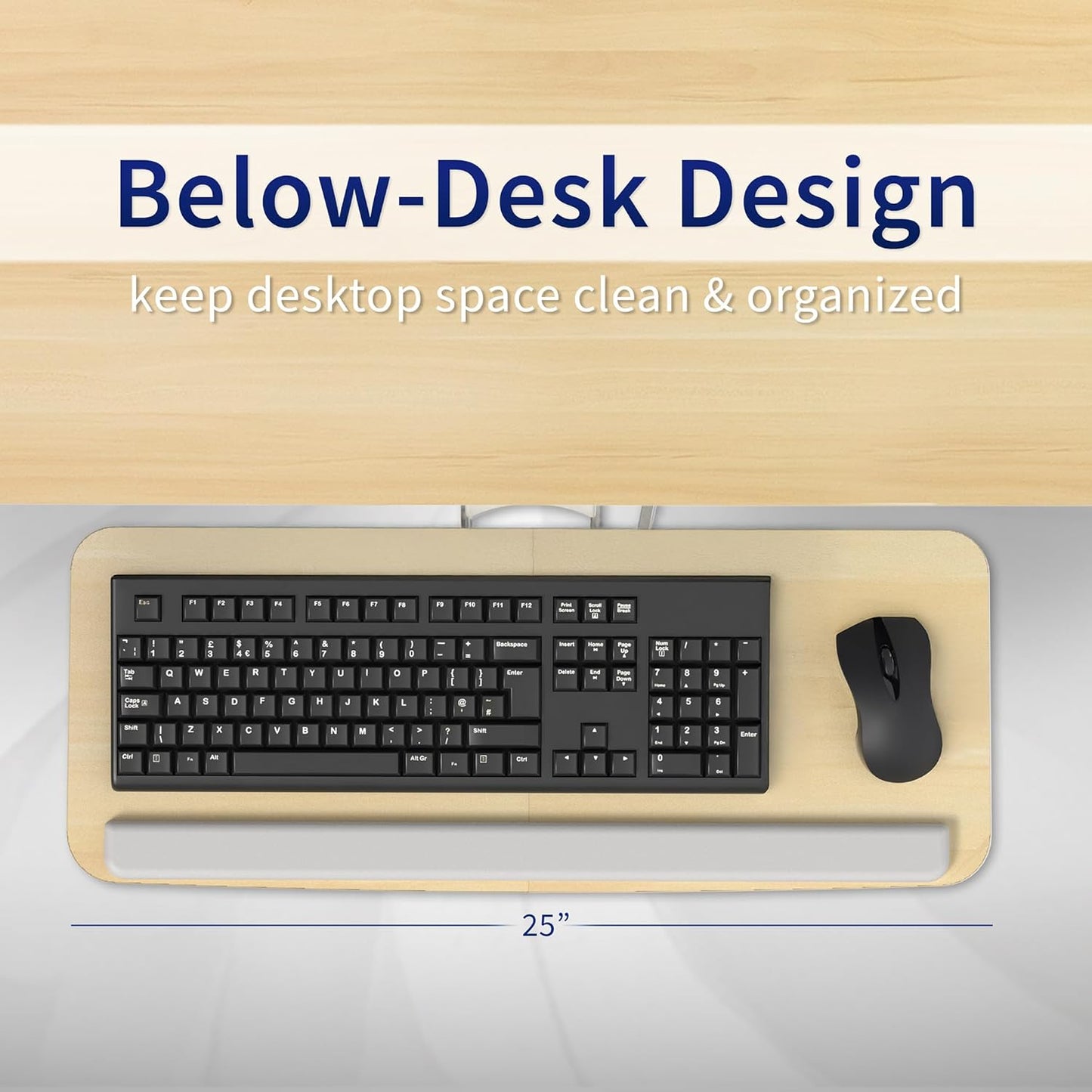 VIVO Adjustable Computer Keyboard & Mouse Platform Tray Ergonomic Under Table Desk Mount Drawer Underdesk Shelf (MOUNT-KB03B)