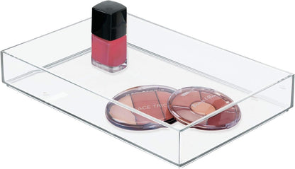 iDesign Makeup Drawer Organizer Tray for Vanity or Bathroom Countertop - Set of 2 - Clear