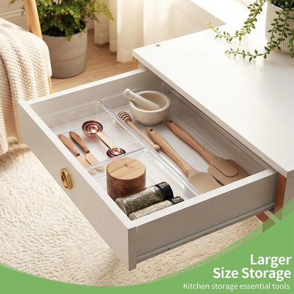 6 Pack Drawer Organizers, Plastic Clear Acrylic Non Slip Non Cracking kitchen drawer organizer Stackable Bathroom Drawer Organizer Trays, Storage Bins for Makeup, Bathroom, Kitchen Office